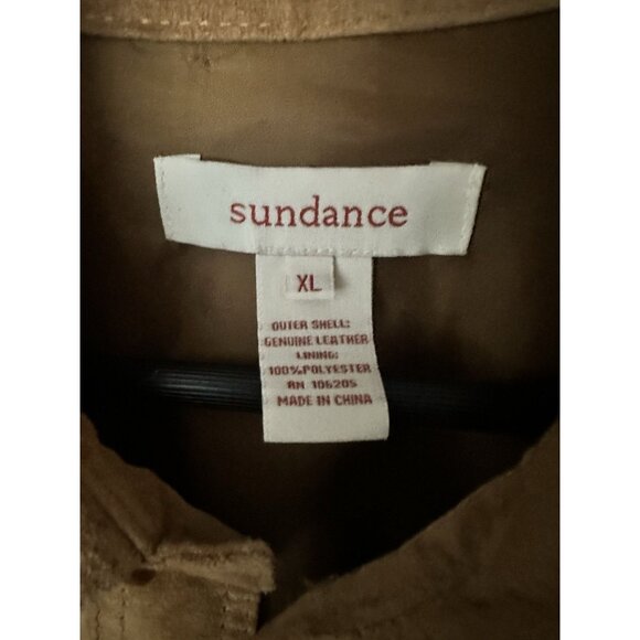 Sundance Leather Jacket Shacket Men's Tan / Brown Button Up Shirt Suede Soft XL - Picture 2 of 4